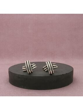 sterling silver vintage notched x cufflinks